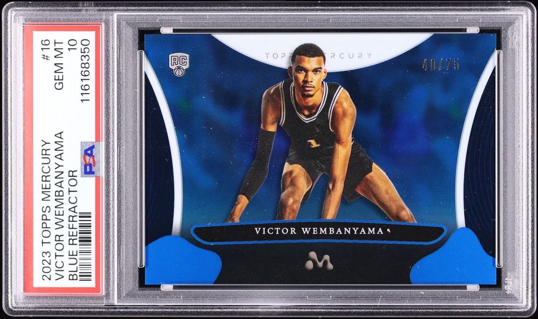 2023 Topps Mercury Blue Refractor Victor Wembanyama ROOKIE /75 #16 PSA 10 GEM