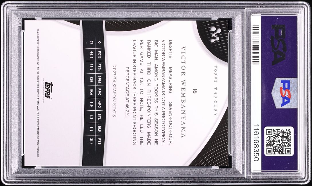 2023 Topps Mercury Blue Refractor Victor Wembanyama ROOKIE /75 #16 PSA 10 GEM