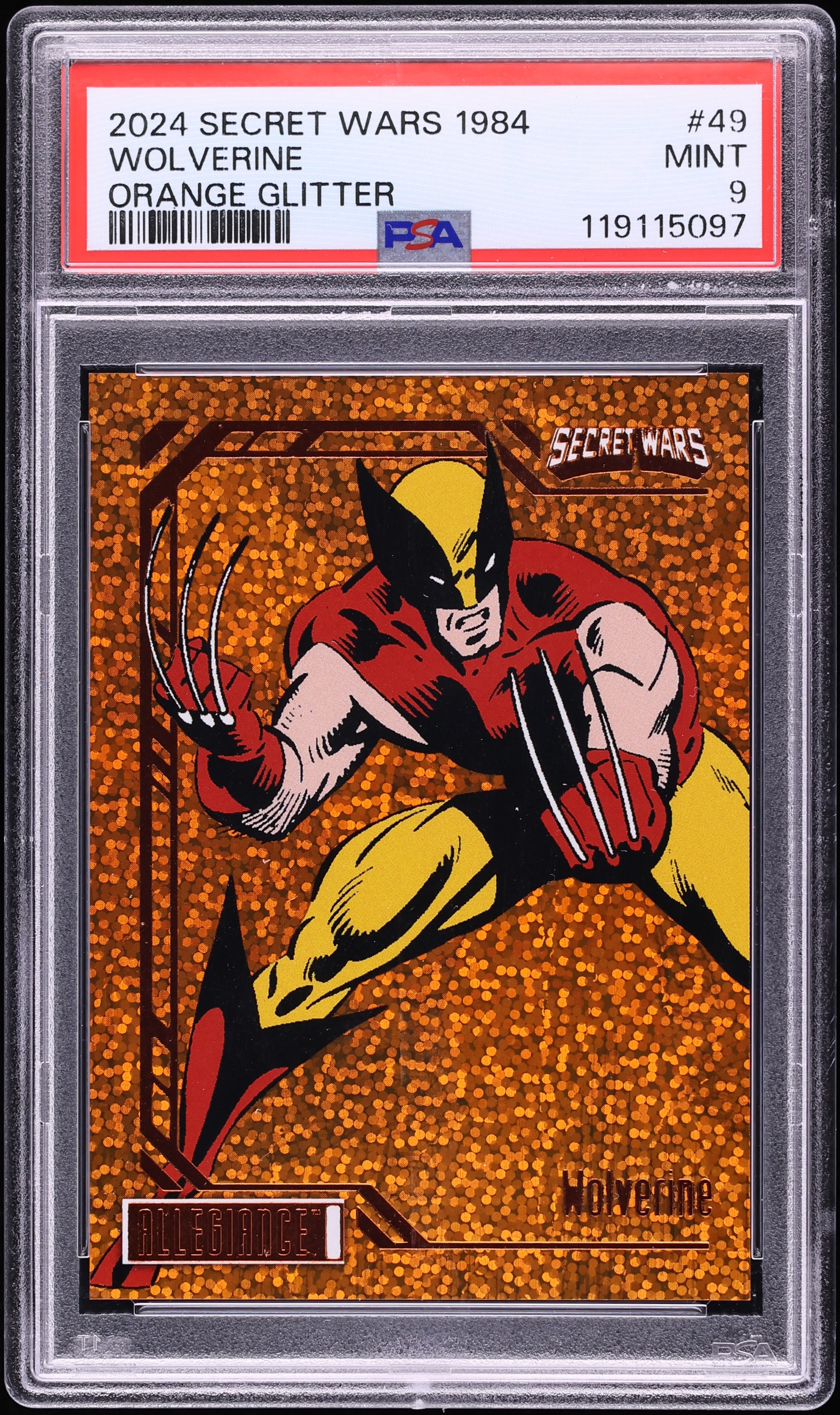 2024 UD Marvel Allegiance Secret Wars '84 Orange Glitter Wolverine
