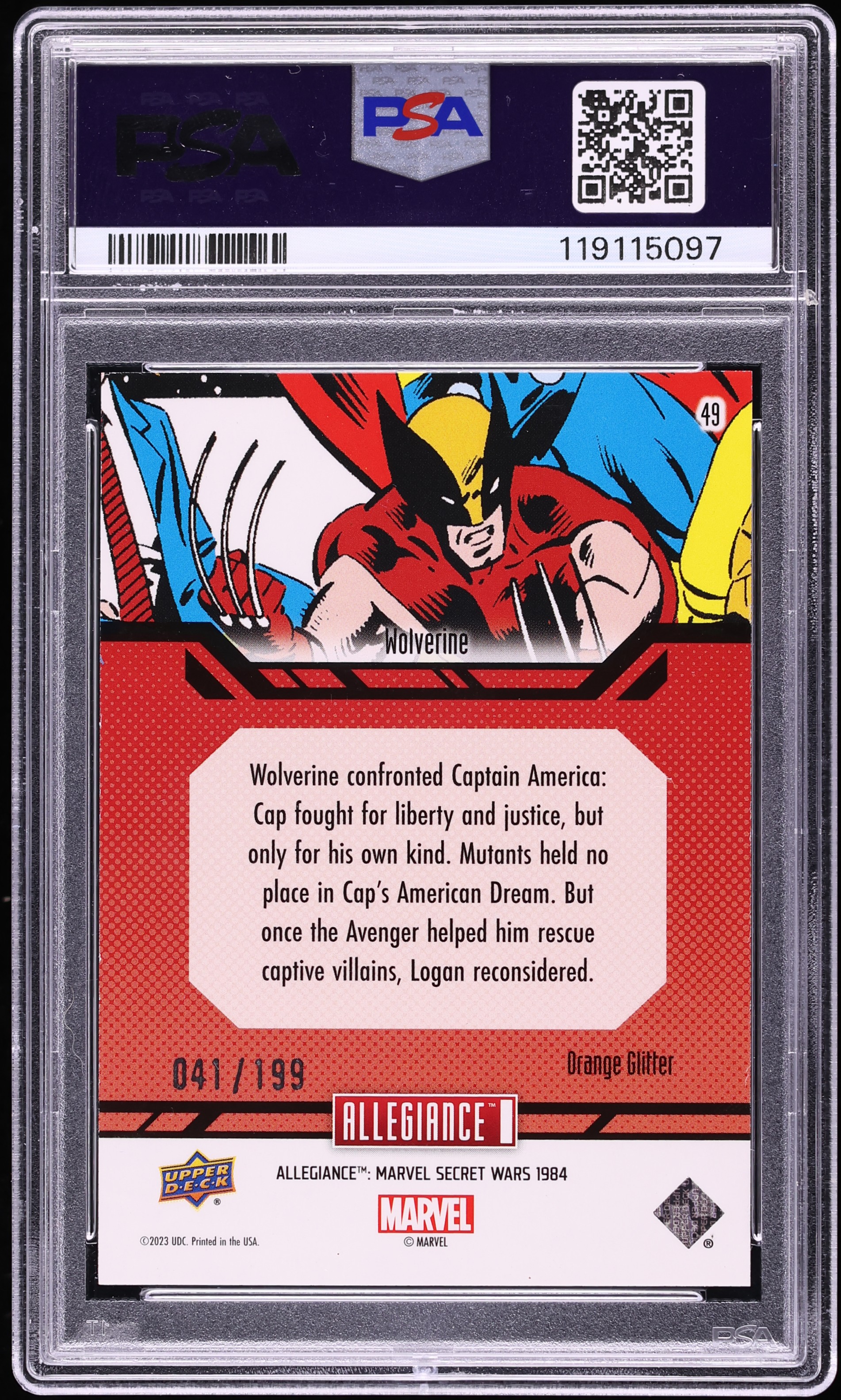 2024 UD Marvel Allegiance Secret Wars '84 Orange Glitter Wolverine