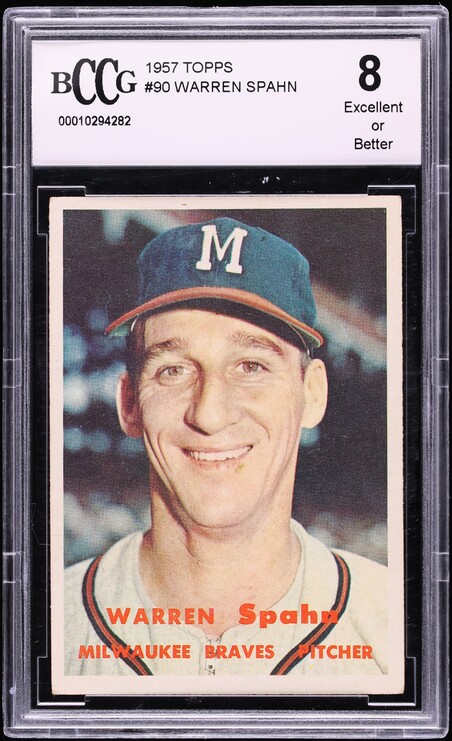 1957 Topps Warren Spahn #90 BCCG 8