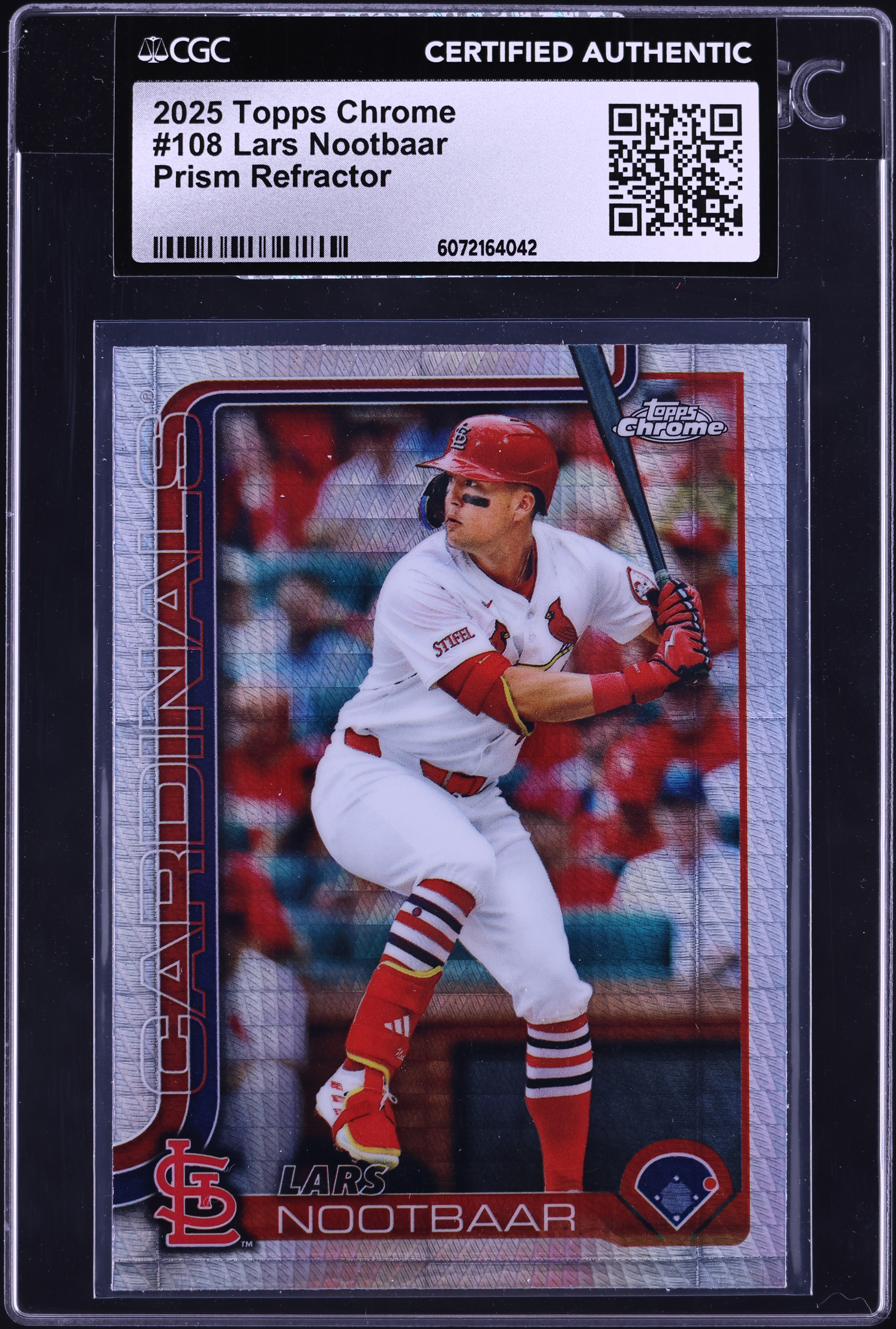 2025 Topps Chrome Prism Refractor Lars Nootbaar #108 CGC AUTH on