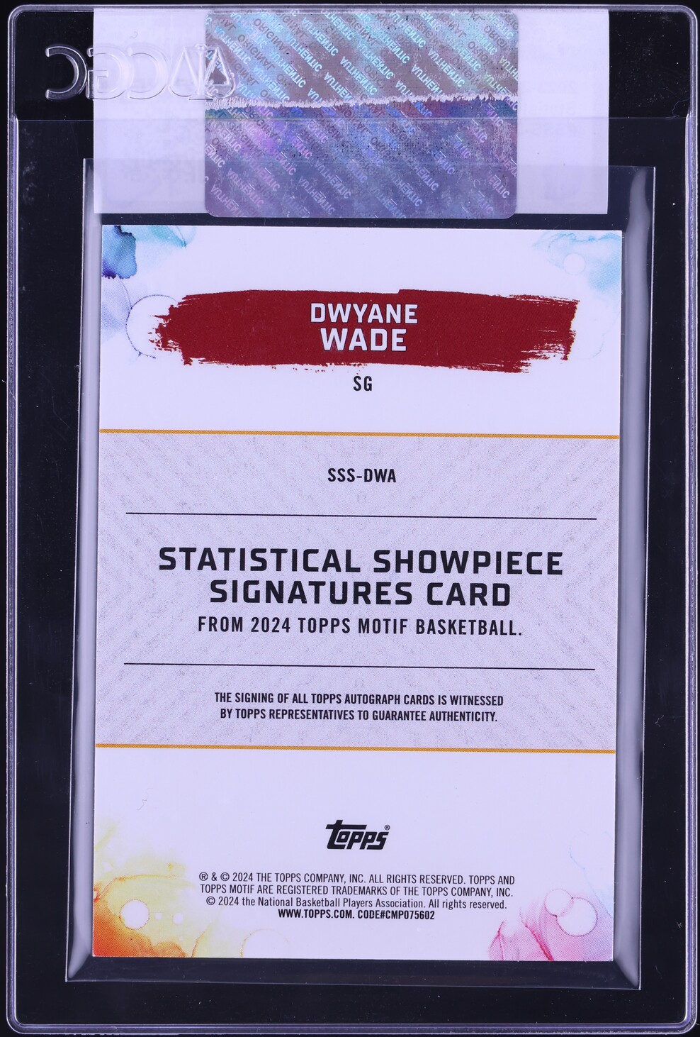 2023 Topps Motif Statistical Showpiece Dwyane Wade AUTO /30 #SSS-DWA CGC AUTH