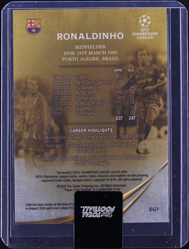 2024 Topps Total Football Eternal Gold Green Ronaldinho /75 #EG7