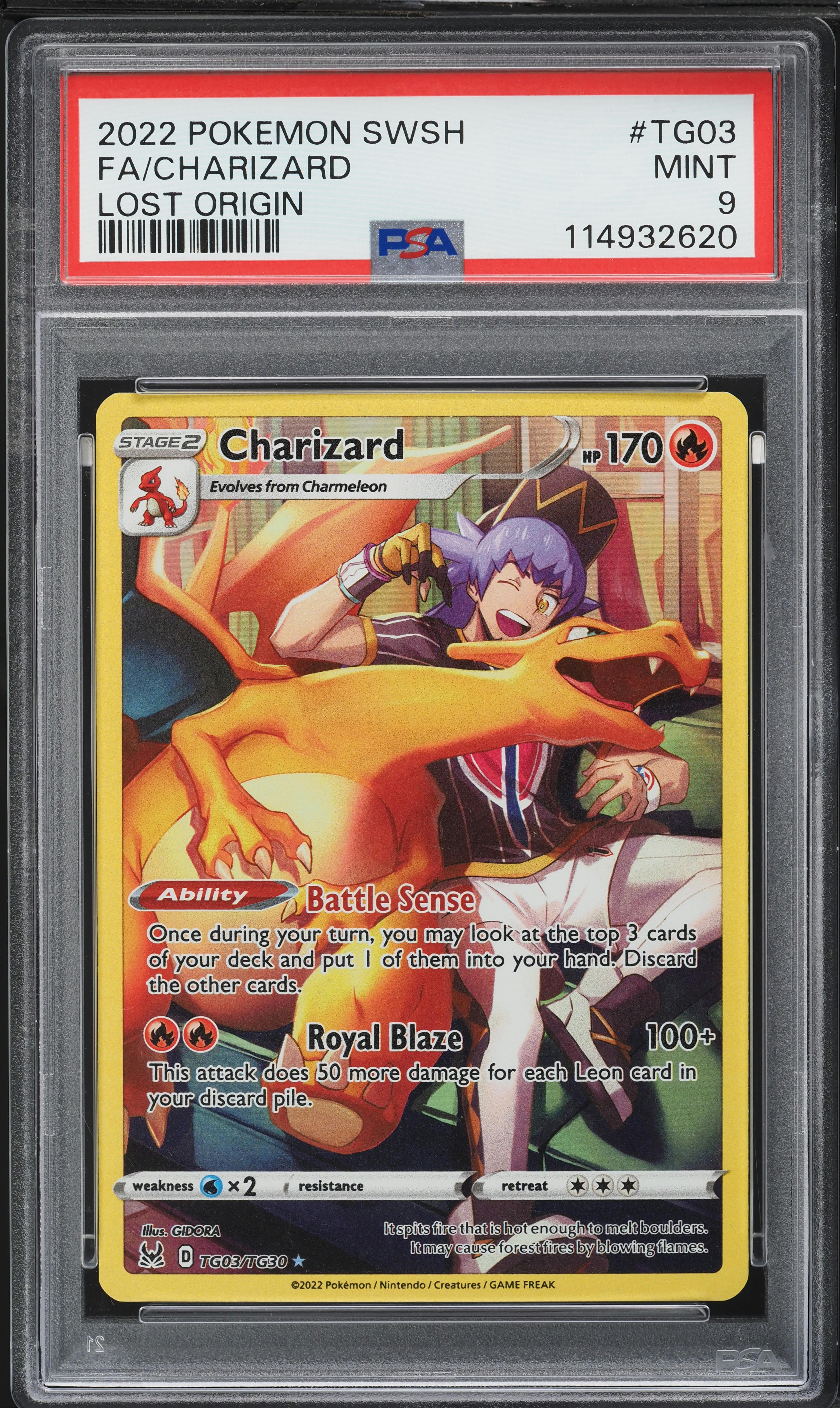 2022 Pokemon Sword & Shield Lost Origin CHR Charizard #TG03 PSA 9