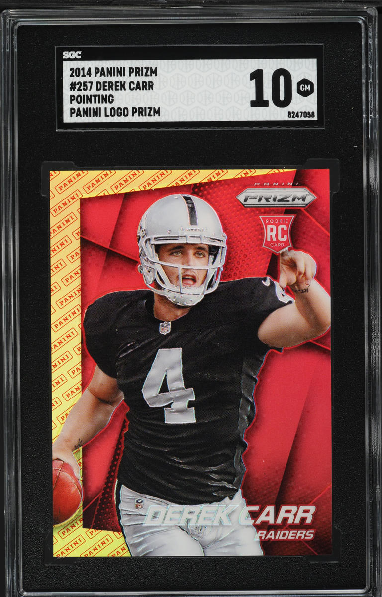 2014 Panini Prizm Pointing Logo Derek Carr ROOKIE #257 SGC 10 GEM MINT