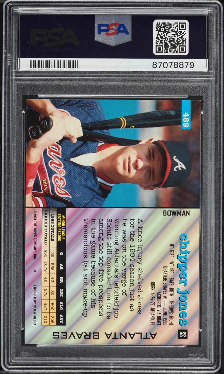 1994 Bowman Chipper Jones #489 PSA 9 MINT