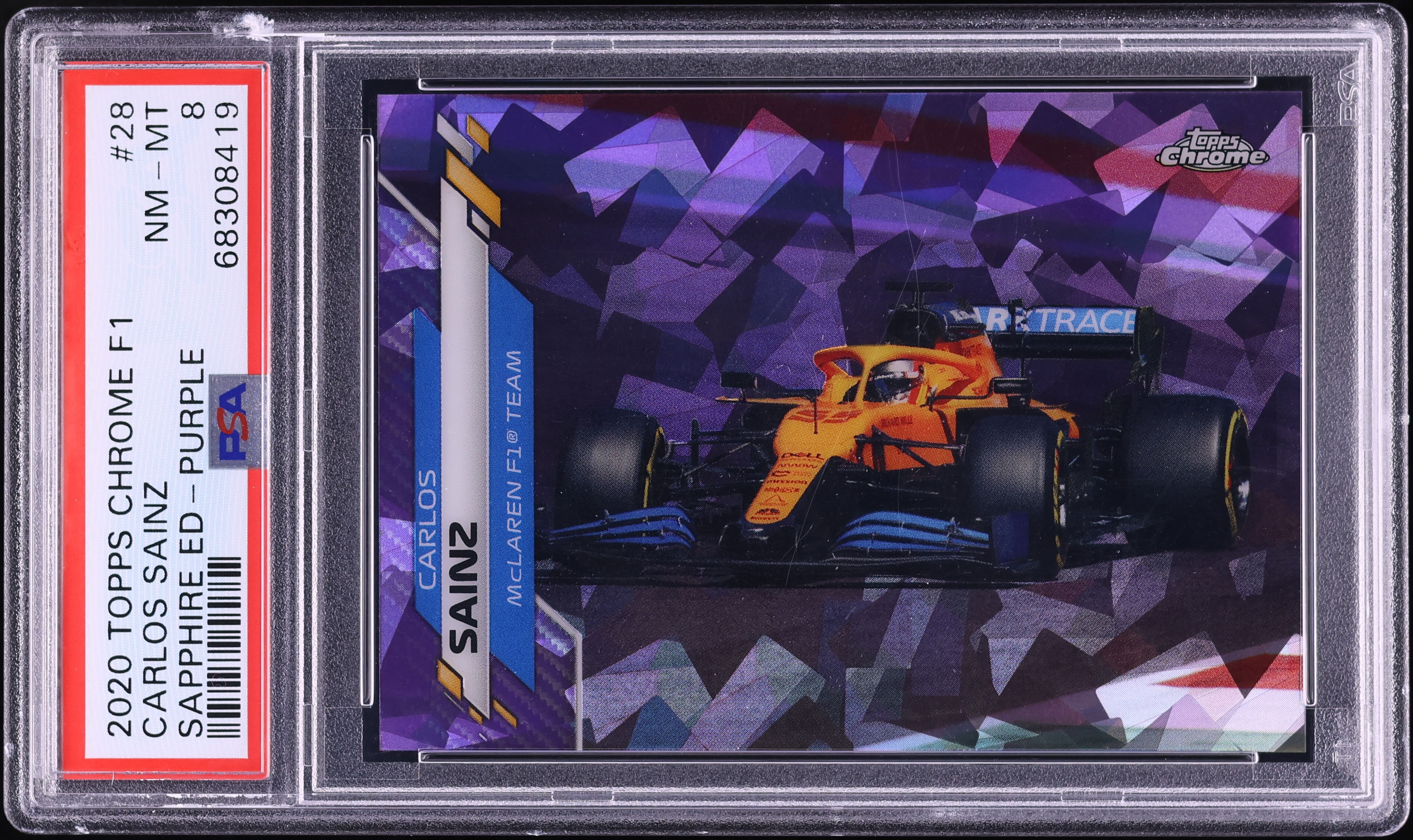 2020 Topps Chrome Formula 1 Sapphire Purple Carlos Sainz 10/10 #28