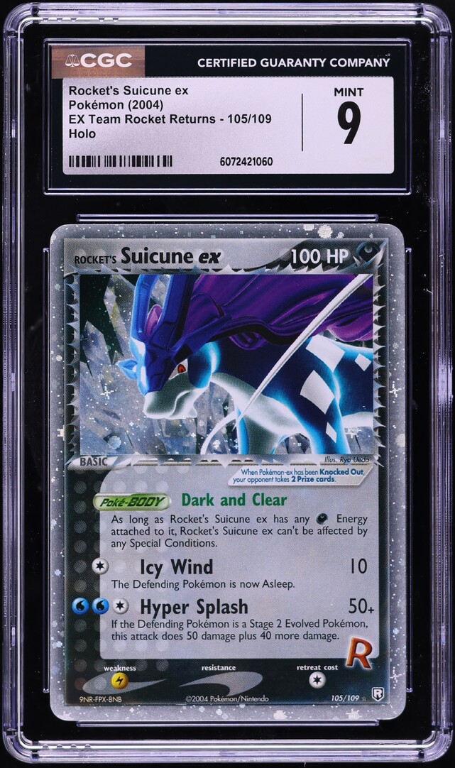 2004 Pokemon EX Team Rocket Returns Holo Rocket's Suicune ex #105 CGC 9 MINT