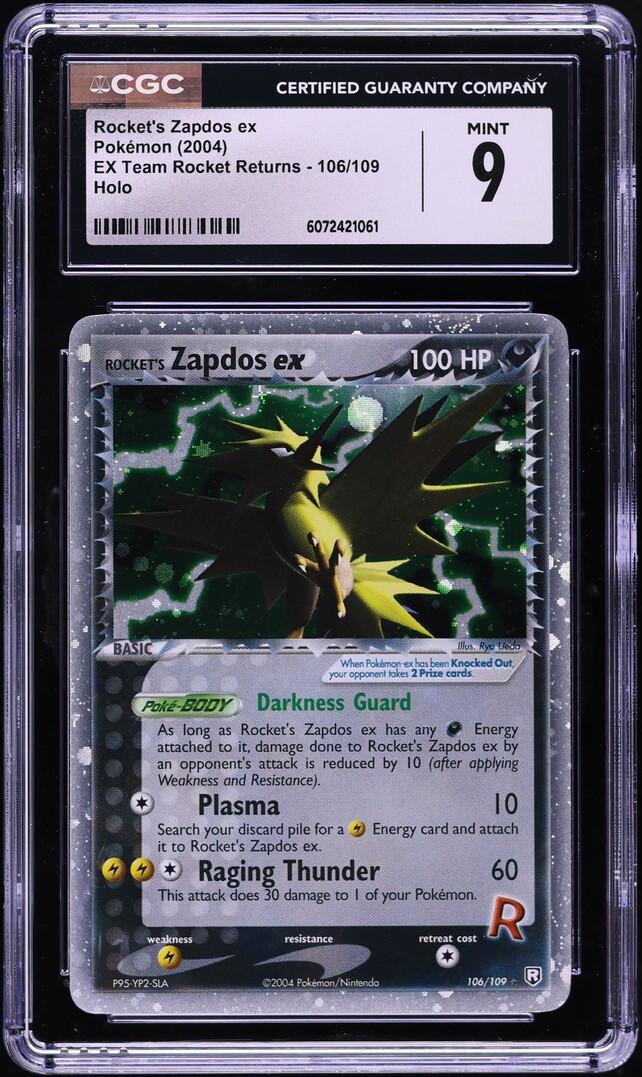 2004 Pokemon EX Team Rocket Returns Holo Zapdos ex #106 CGC 9 MINT