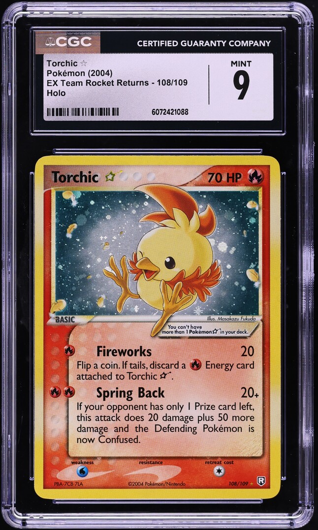 2004 Pokemon EX Team Rocket Returns Holo Torchic Gold Star #108 CGC 9 MINT