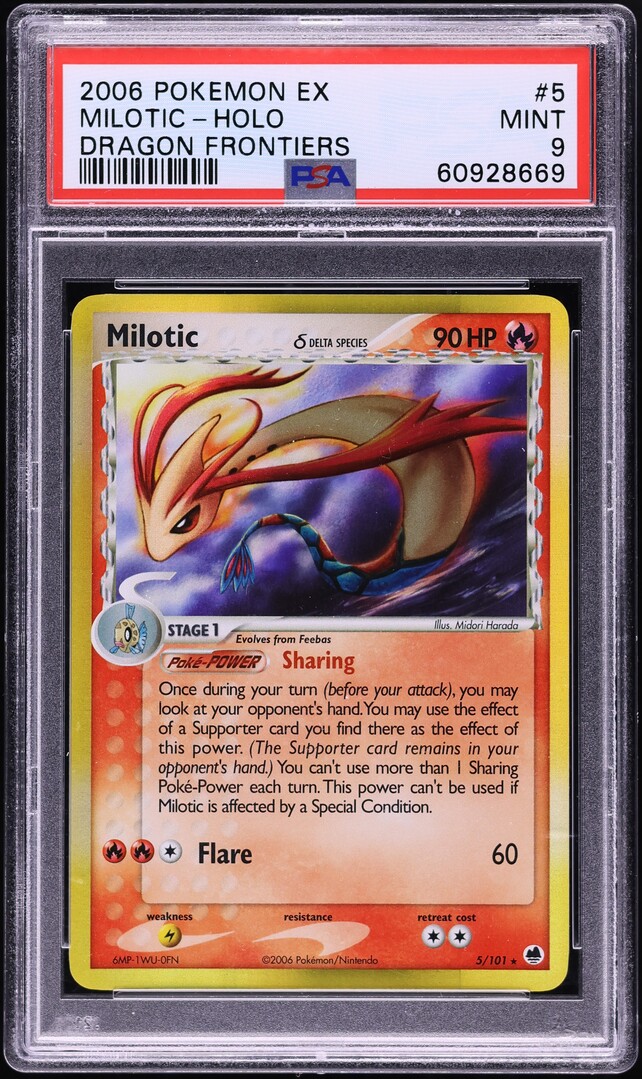 2006 Pokemon EX Dragon Frontiers Holo Milotic #5 PSA 9 MINT