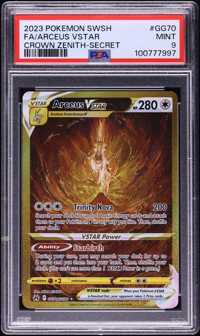 2023 Pokemon SWSH Crown Zenith Secret Full Art Arceus VSTAR #GG70 PSA 9 MINT