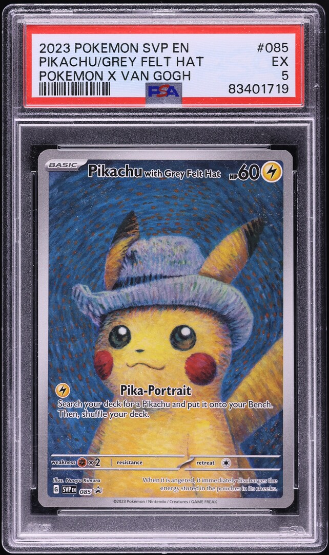 2023 Pokemon SV Van Gogh Full Art Pikachu With Grey Felt Hat #85 PSA 5 EX