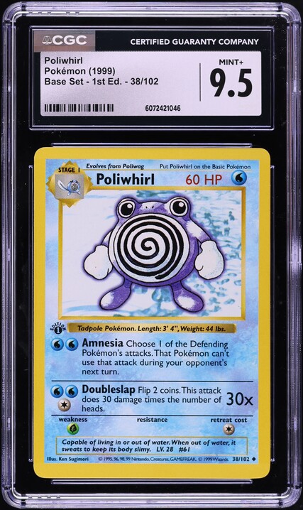 1999 Pokemon Base Set Shadowless 1st Edition Poliwhirl #38 CGC 9.5 MINT+ on  Fanatics Collect