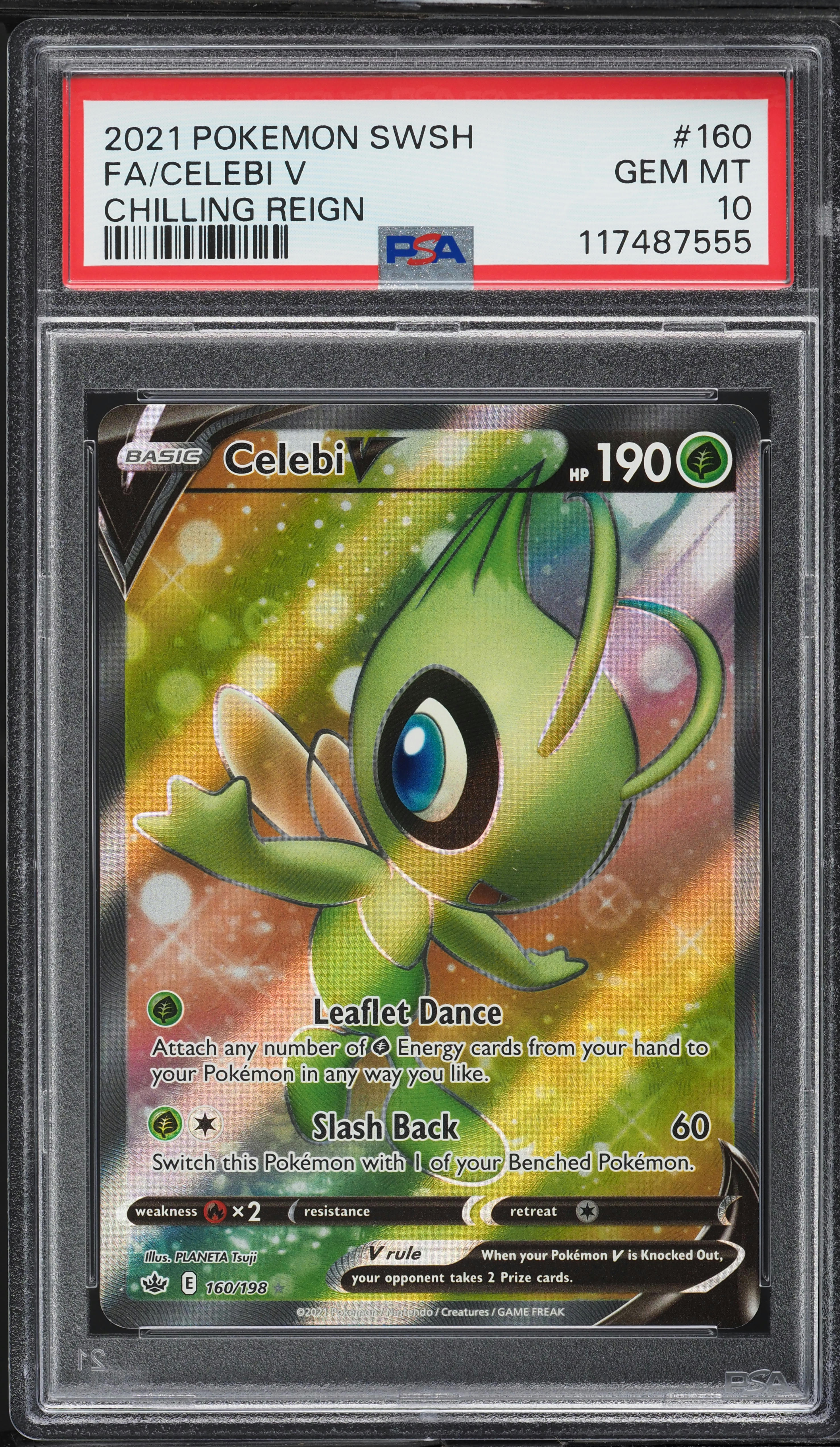 2021 Pokemon Sword & Shield Chilling Reign Full Art Celebi V #160