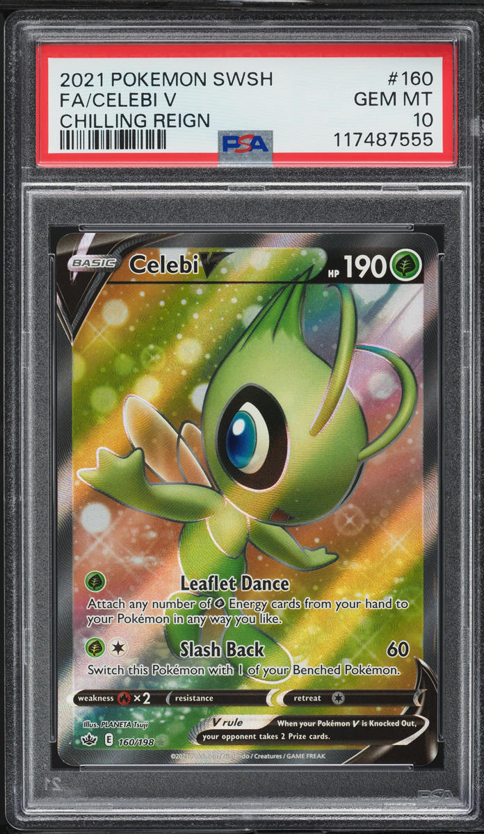 2021 Pokemon Sword & Shield Chilling Reign Full Art Celebi V #160 PSA 10 GEM on Fanatics Collect 2021 Pokemon Sword & Shield Chilling Reign Full Art Celebi V #160 PSA 10 GEM on Fanatics Collect