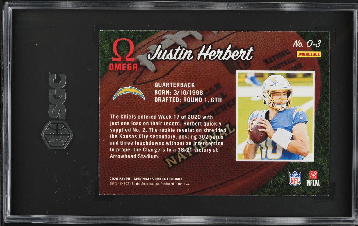 2020 Panini Chronicles Omega Justin Herbert ROOKIE #O-3 SGC 9.5 MINT+