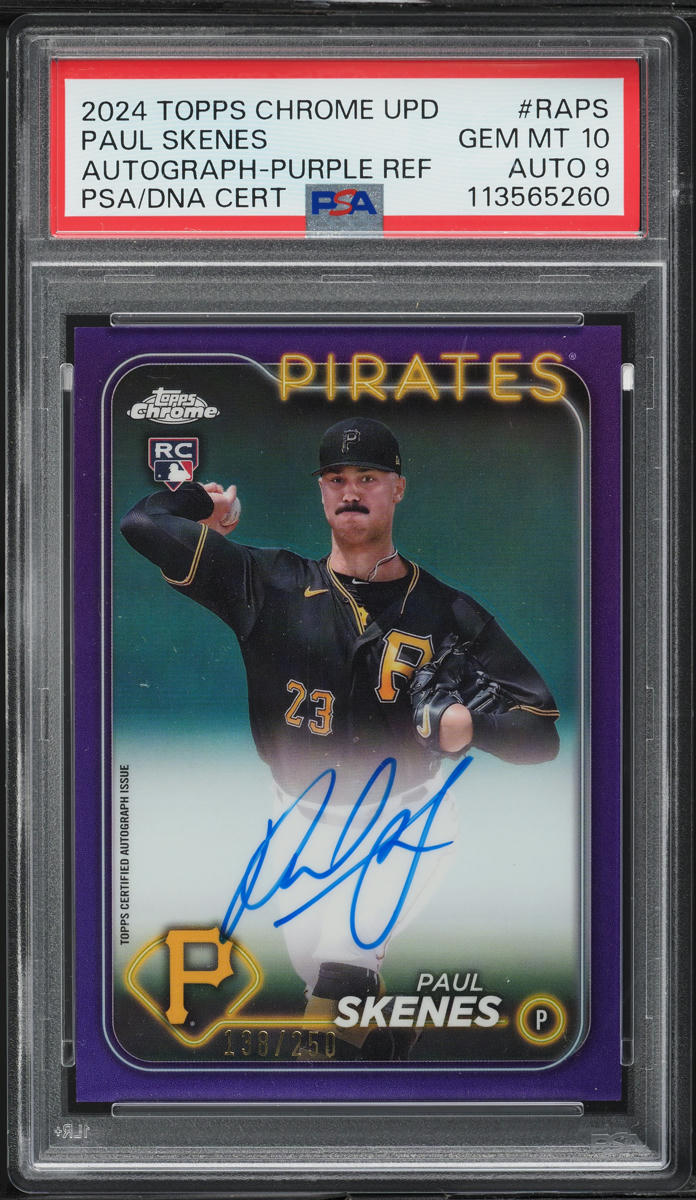 2024 Topps Chrome Update Purple Refractor Paul Skenes RC AUTO DNA 9 /250 PSA 10