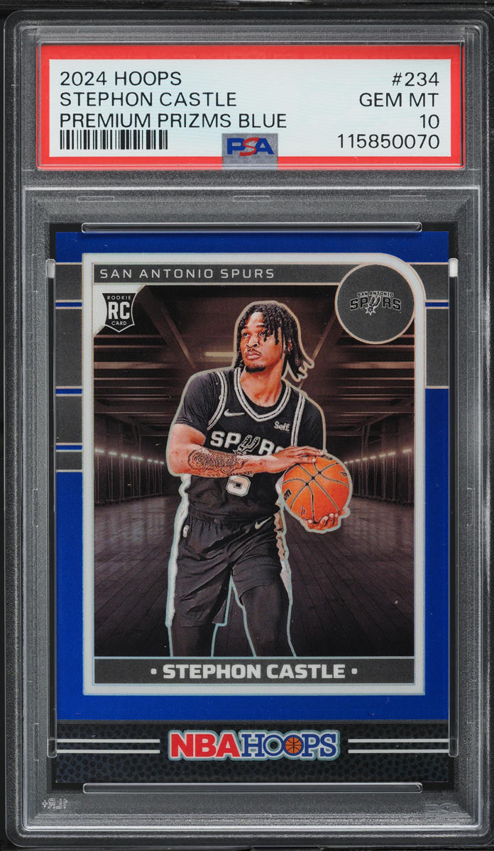 2024 Hoops Premium Prizms Blue Stephon Castle ROOKIE /49 #234 PSA 10 GEM MINT