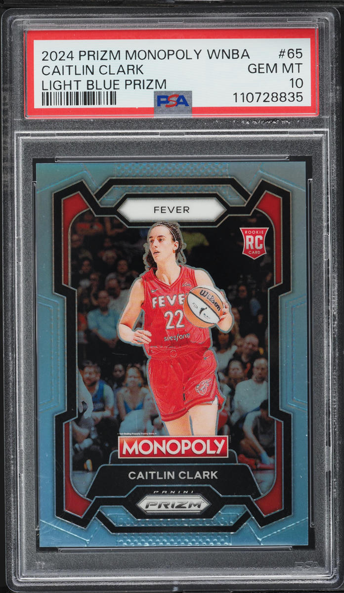 2024 Panini Prizm Monopoly WNBA Light Blue Caitlin Clark ROOKIE /199 #65 PSA 10