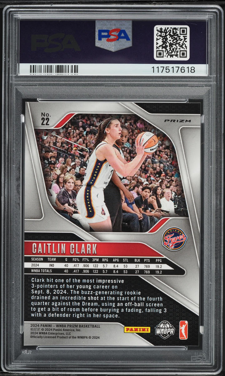 2024 Panini Prizm WNBA Silver Caitlin Clark ROOKIE #22 PSA 9 MINT