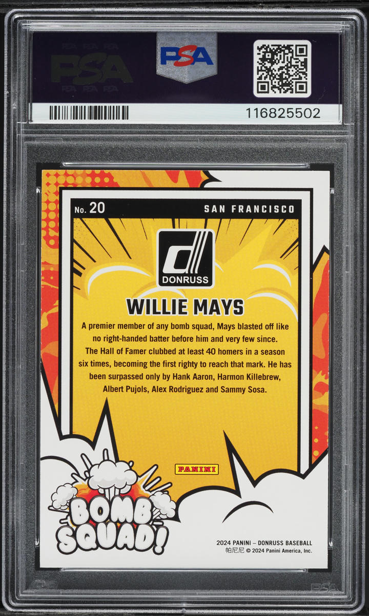 2024 Donruss Bomb Squad Willie Mays #20 PSA 10 GEM MINT