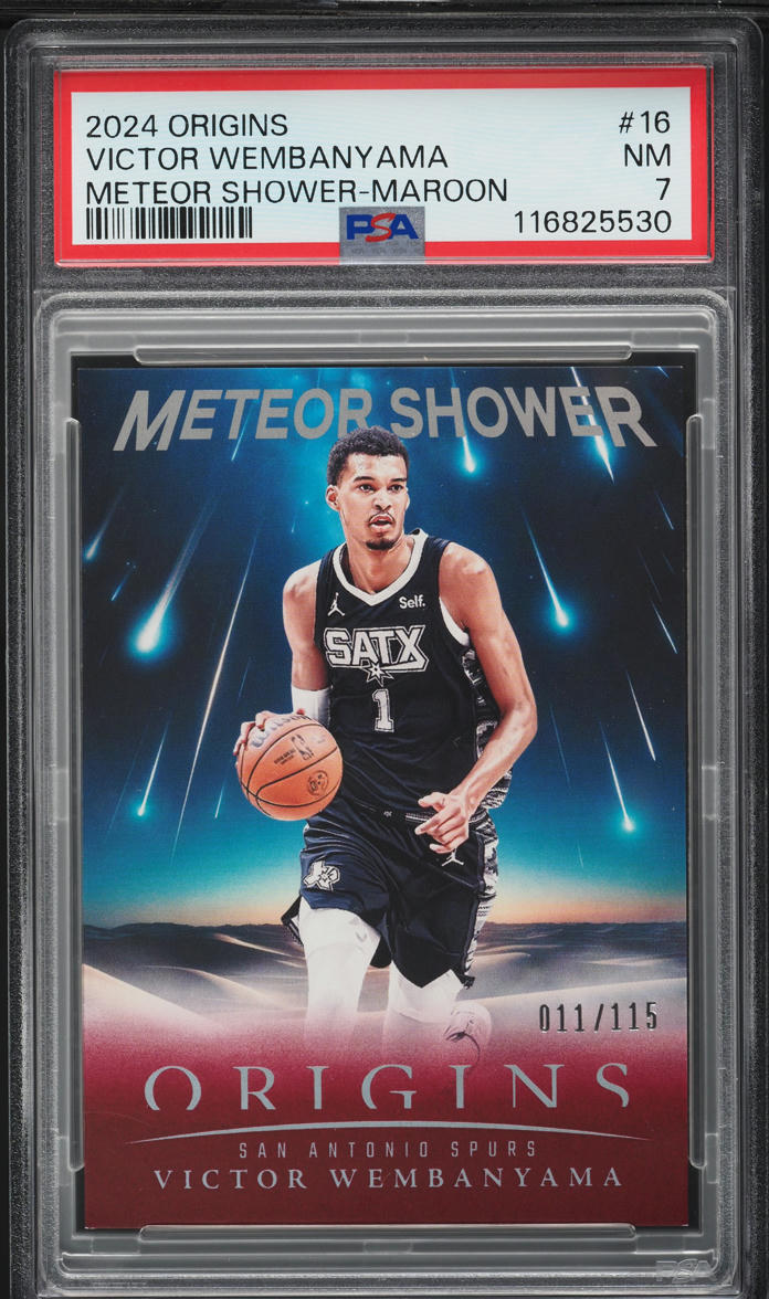 2024 Panini Origins Meteor Shower Maroon Victor Wembanyama ROOKIE /115 #16 PSA 7