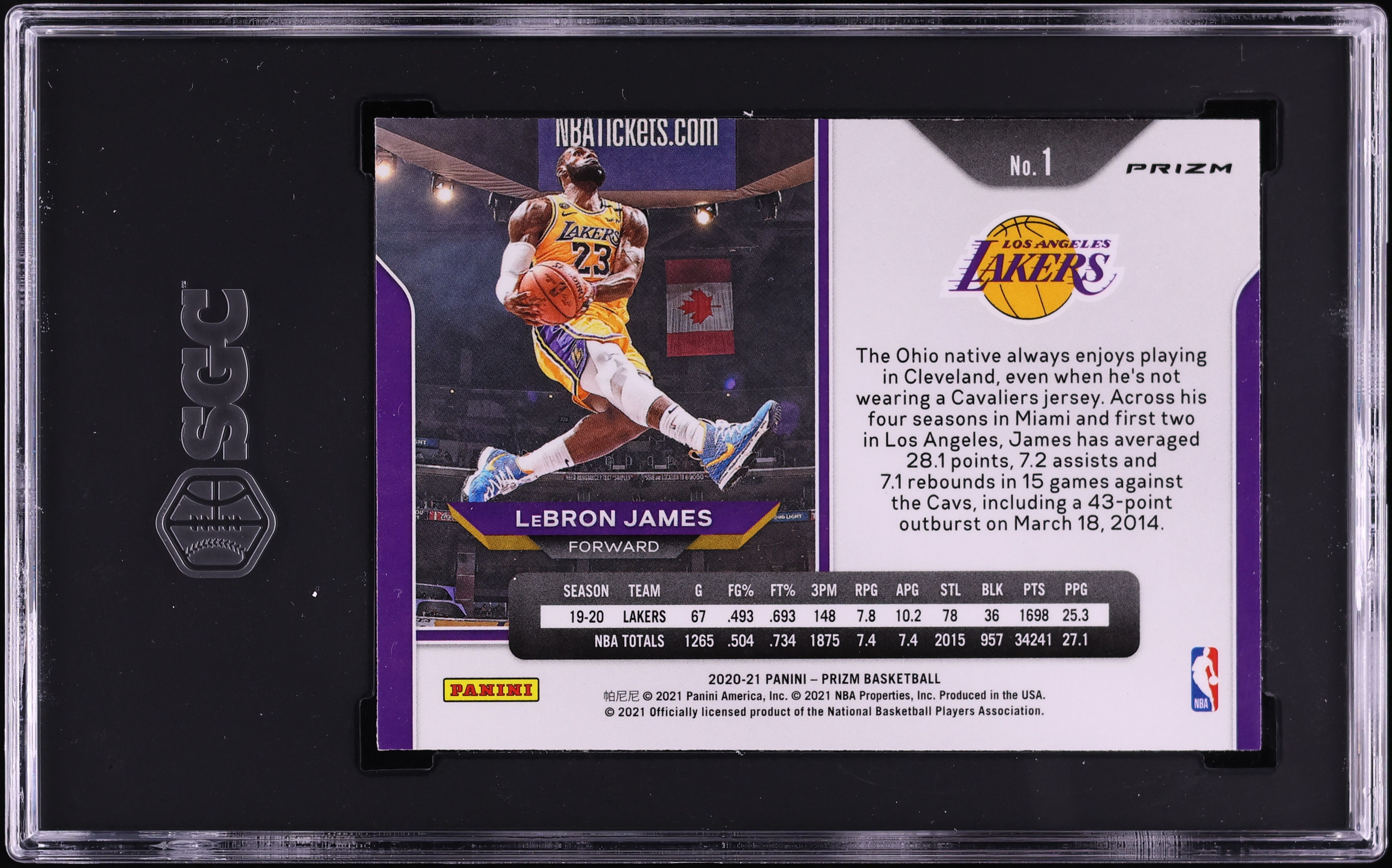 2020 Panini Prizm Hyper LeBron James #1 SGC 9.5 MINT+ on Fanatics