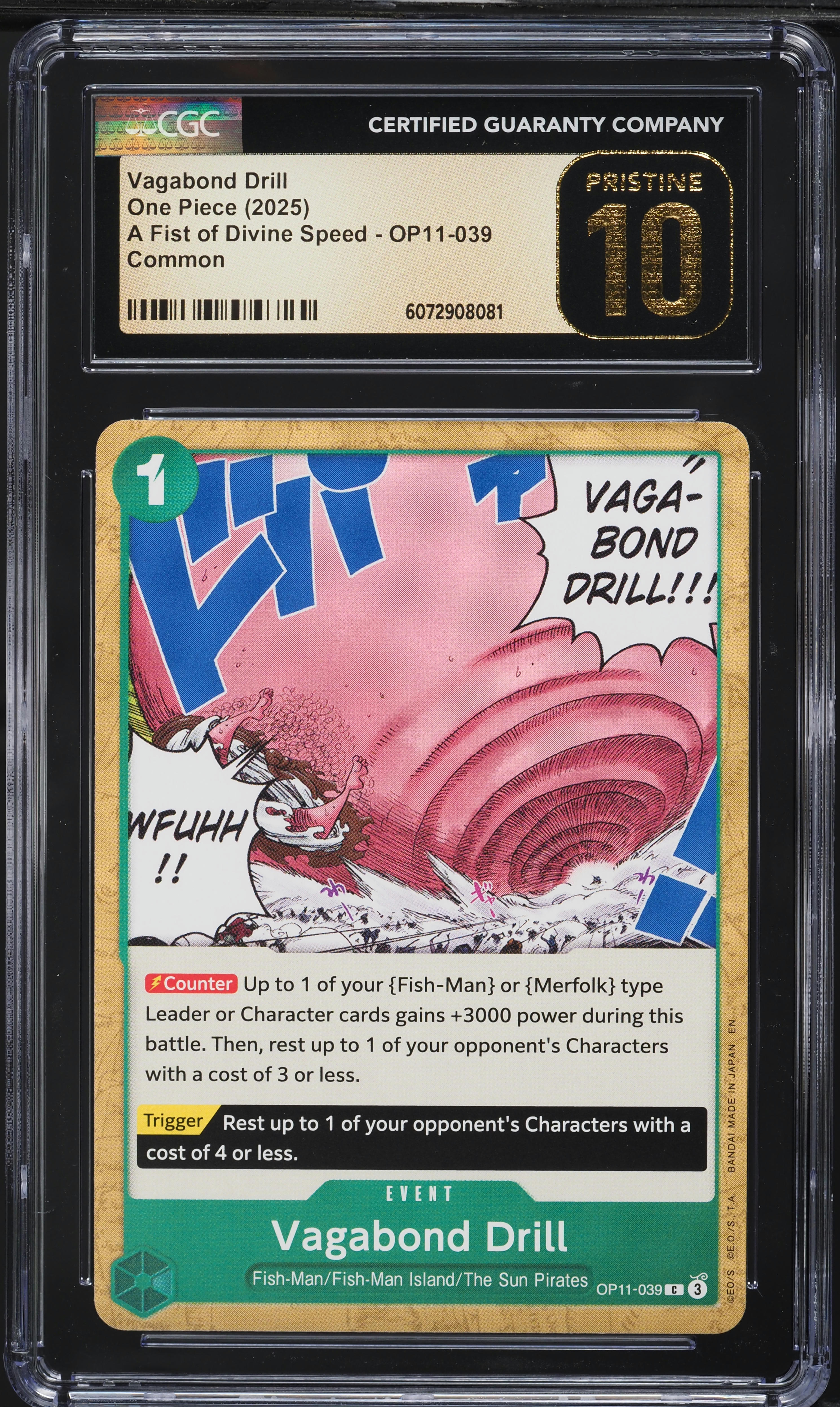 2025 One Piece A Fist Of Divine Speed Vagabond Drill #OP11-039 CGC