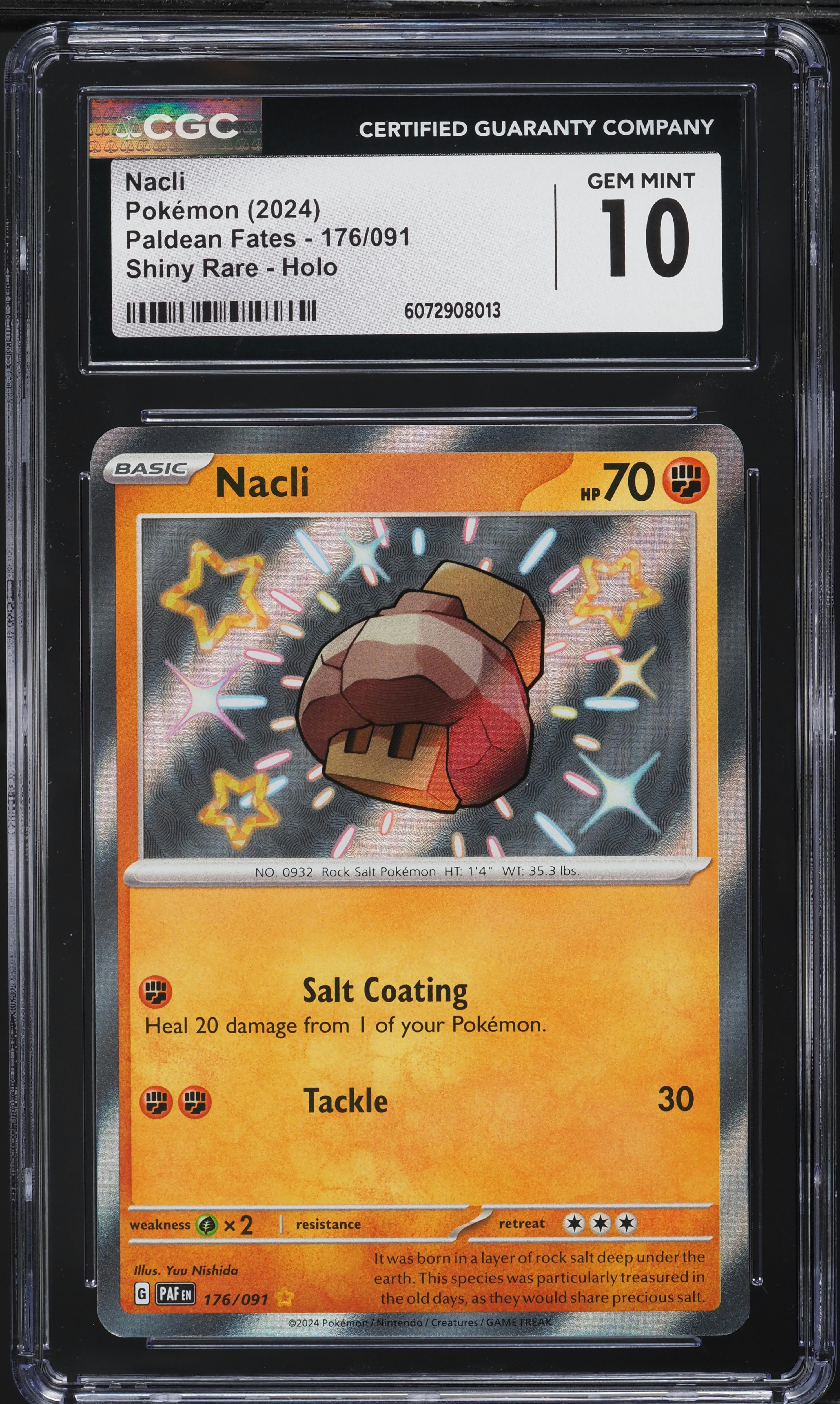 2024 Pokemon Scarlet & Violet Paldean Fates Shiny Nacli #176 CGC 10 GEM MINT on Fanatics Collect 2024 Pokemon Scarlet & Violet Paldean Fates Shiny Nacli #176 CGC 10 GEM MINT on Fanatics Collect