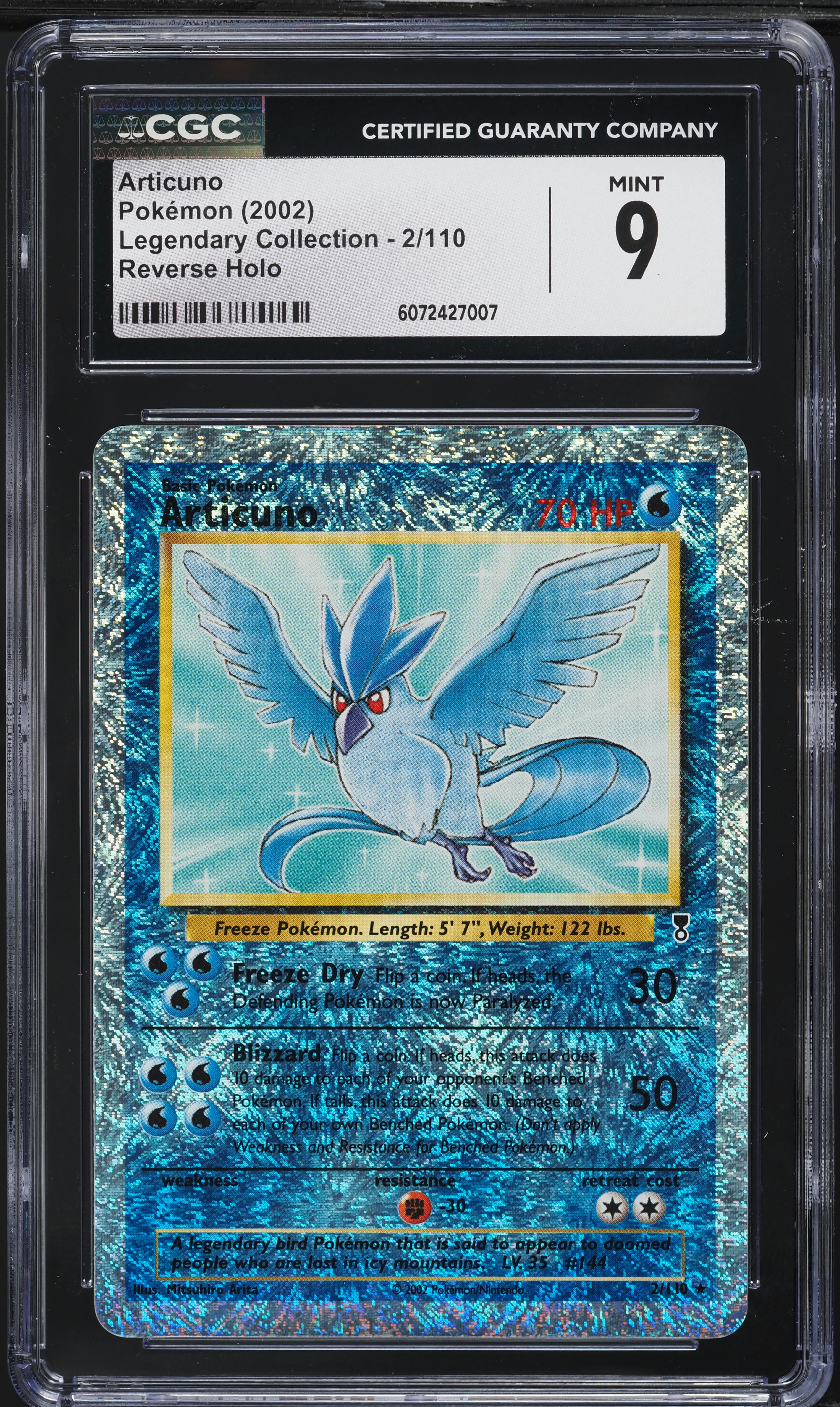 2002 Pokemon Legendary Collection Reverse Holo Articuno #2 CGC 9