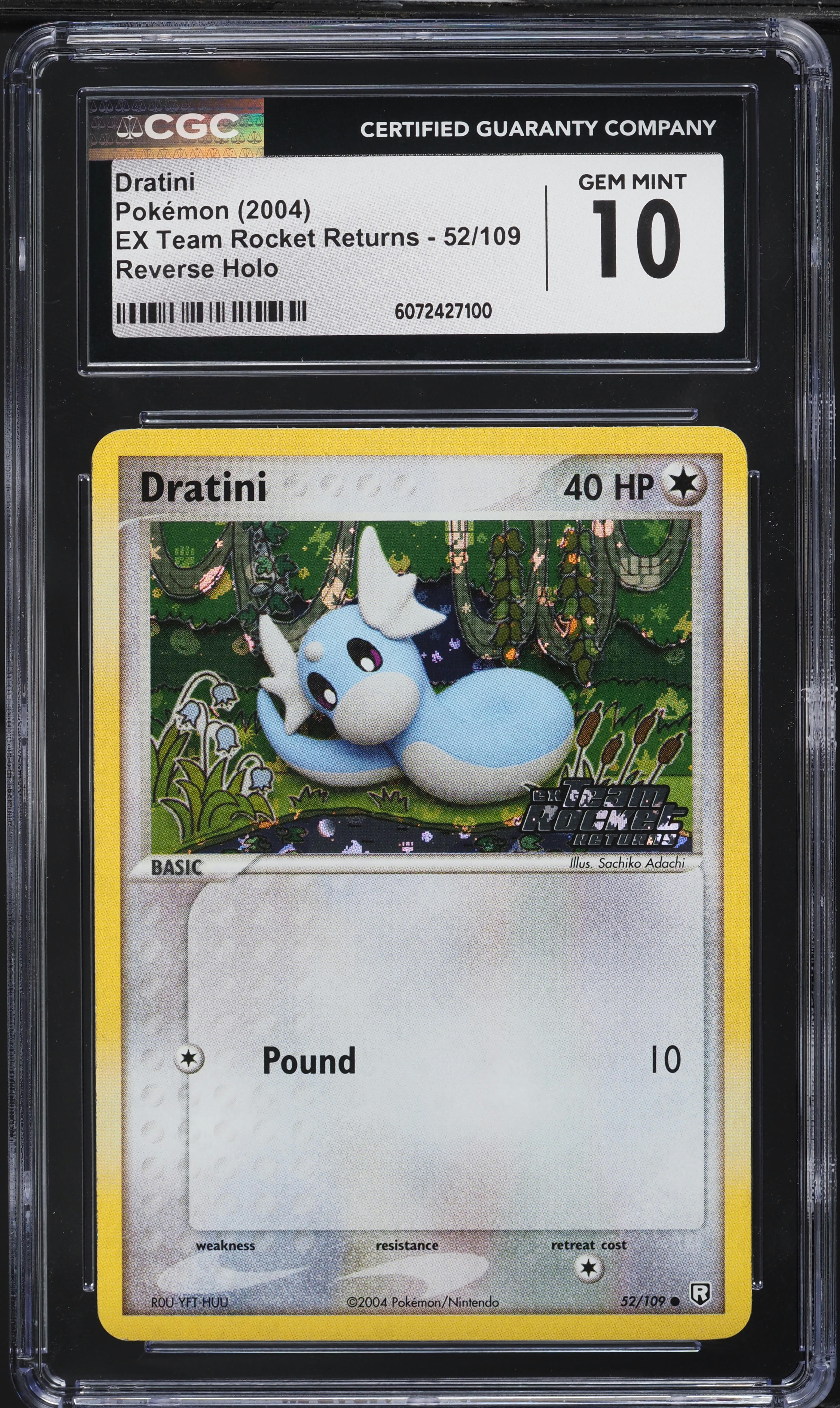 2004 Pokemon EX Team Rocket Returns Reverse Holo Dratini #52 CGC