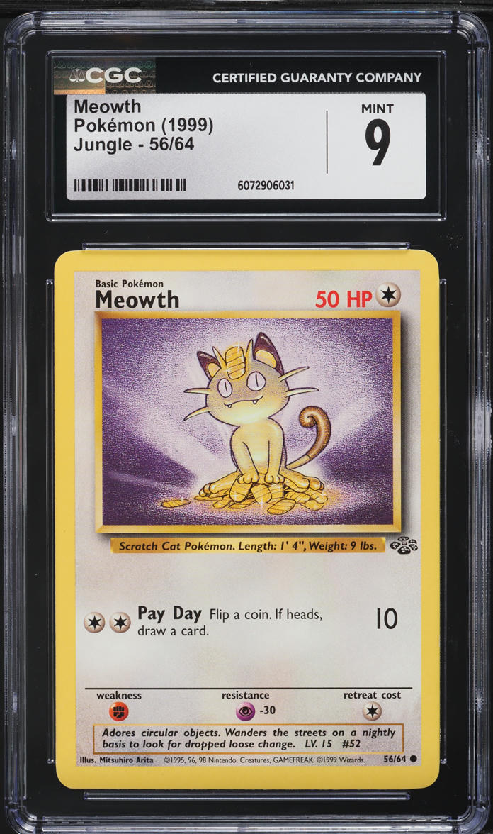 1999 Pokemon Jungle Meowth #56 CGC 9 MINT