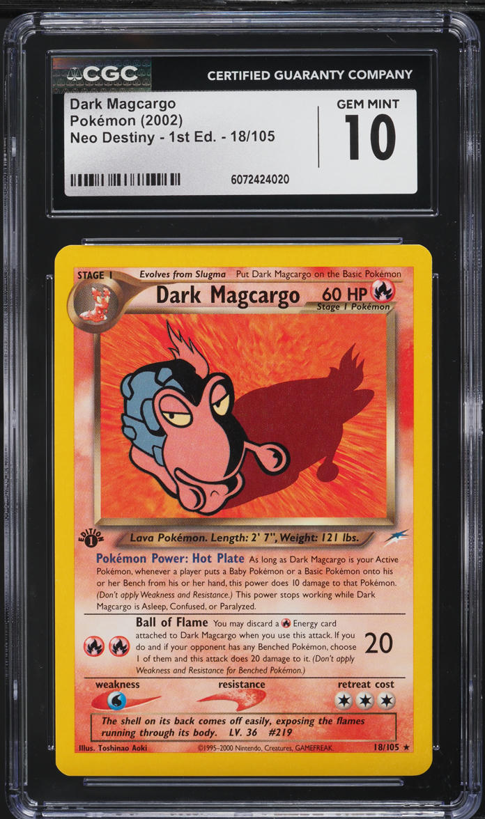 2002 Pokemon Neo Destiny 1st Edition Dark Magcargo #18 CGC 10 GEM MINT