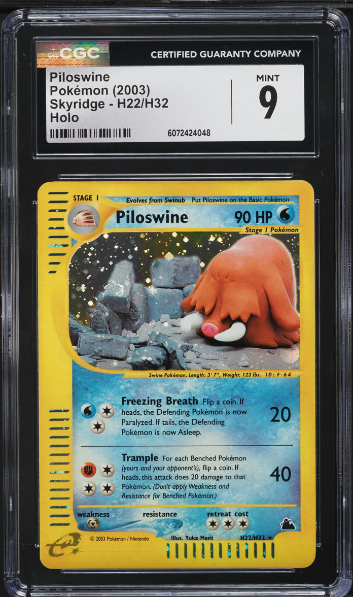 2003 Pokemon Skyridge Holo Piloswine #H22 CGC 9 MINT