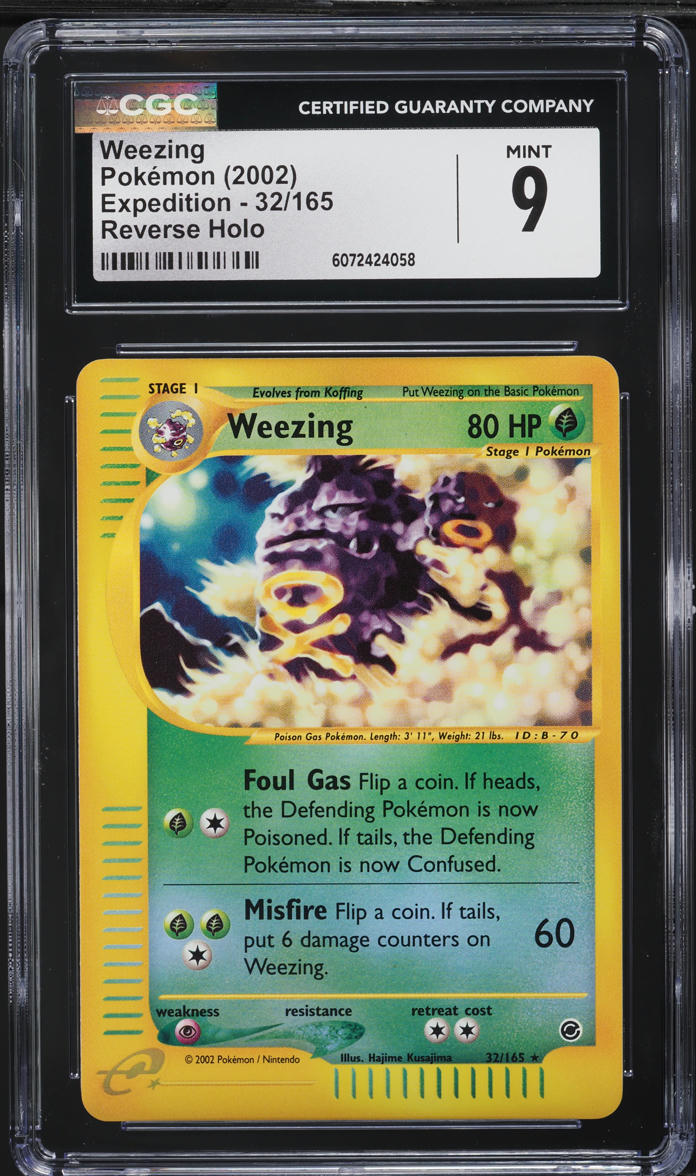 2002 Pokemon Expedition Reverse Holo Weezing #32 CGC 9 MINT