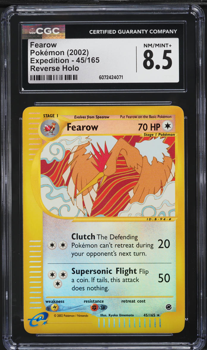 2002 Pokemon Expedition Reverse Holo Fearow #45 CGC 8.5 NM-MT+