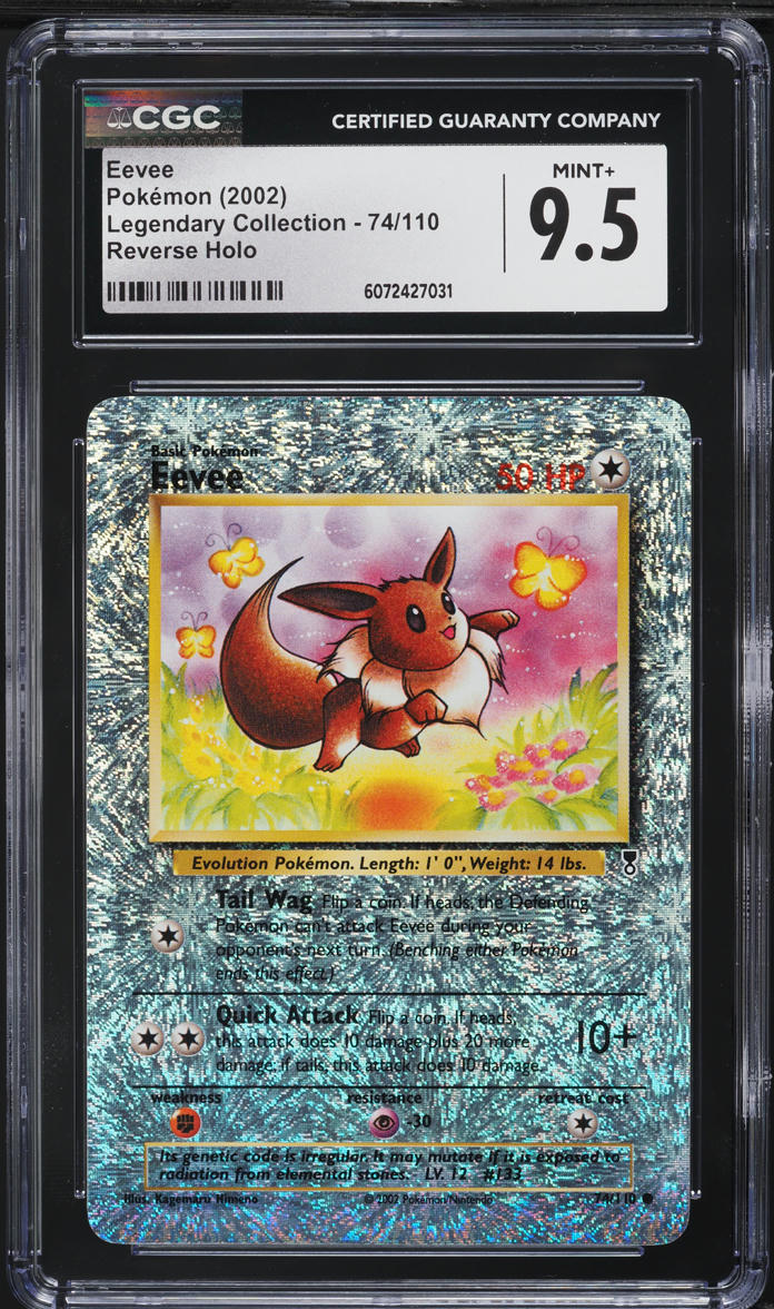 2002 Pokemon Legendary Collection Reverse Holo Eevee #74 CGC 9.5