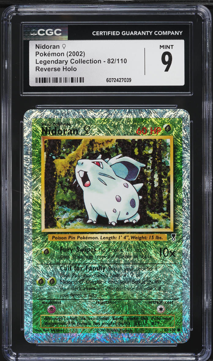 2002 Pokemon Legendary Collection Reverse Holo Nidoran #82 CGC 9 MINT on Fanatics Collect 2002 Pokemon Legendary Collection Reverse Holo Nidoran #82 CGC 9 MINT on Fanatics Collect