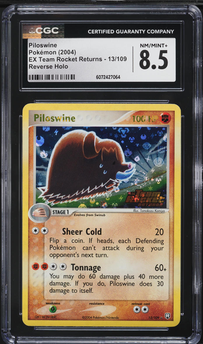2004 Pokemon EX Team Rocket Returns Reverse Holo Piloswine #13 CGC 8.5 NM-MT+