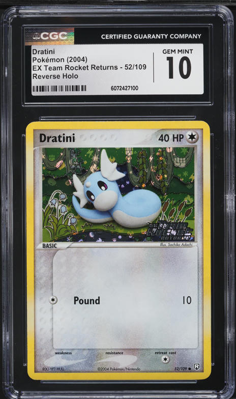 2004 Pokemon EX Team Rocket Returns Reverse Holo Dratini #52 CGC