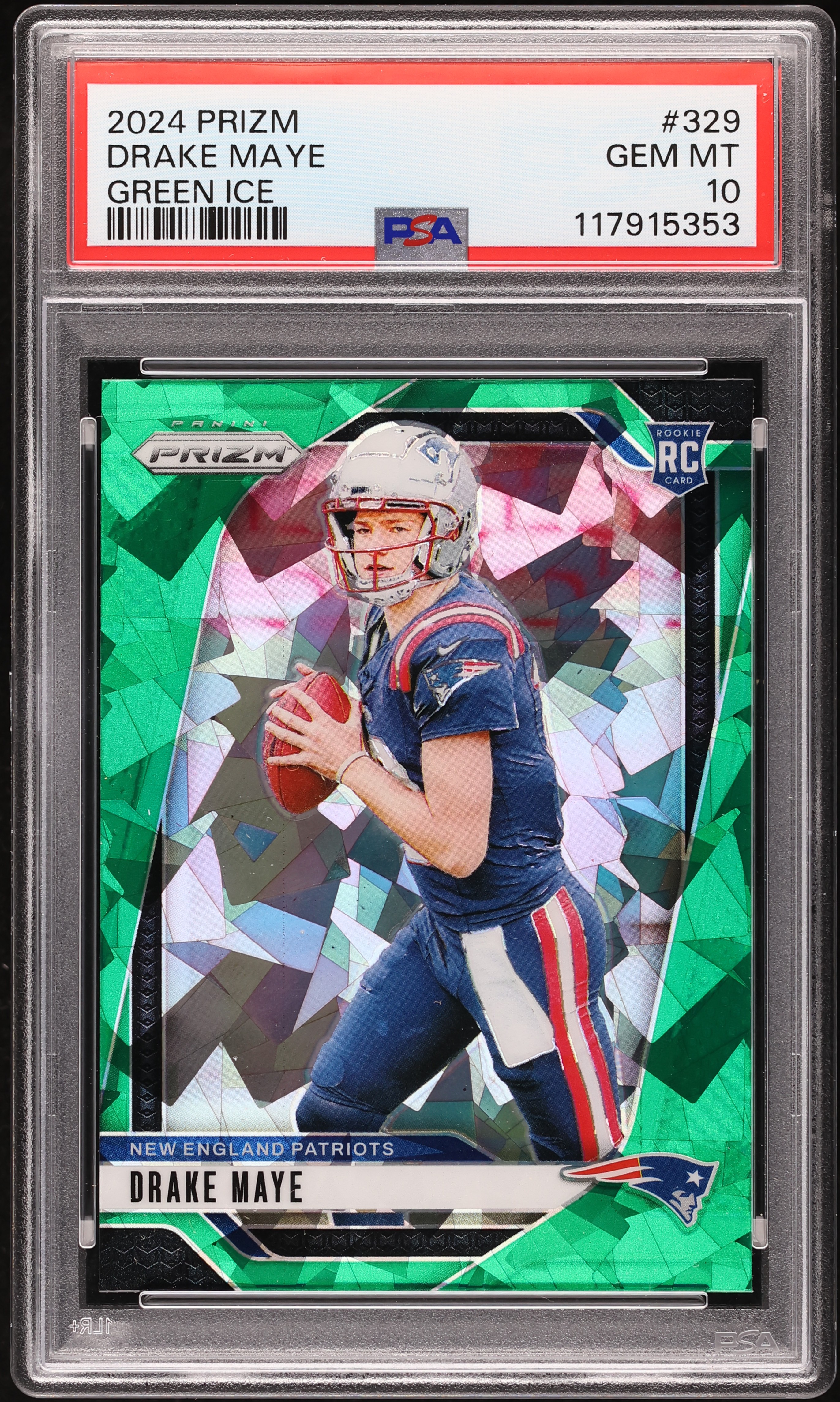2024 Panini Prizm Green Ice Drake Maye ROOKIE #329 PSA 10 GEM MINT