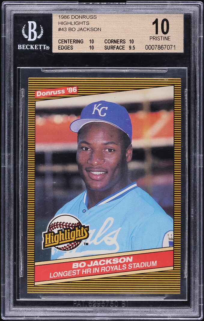 1986 Donruss Highlights Bo Jackson ROOKIE #43 BGS 10 PRISTINE