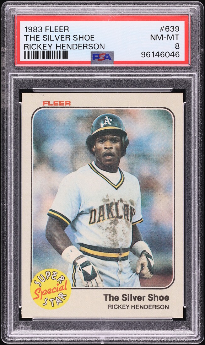1983 Fleer Rickey Henderson THE SILVER SHOE #639 PSA 8 NM-MT