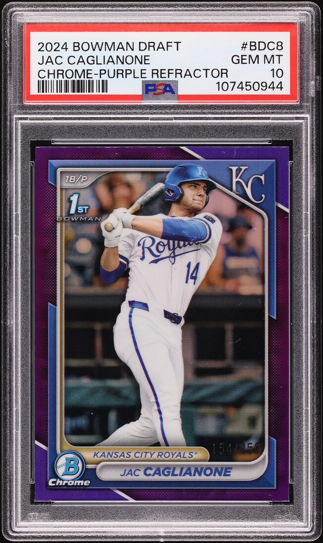 2024 Bowman Chrome Purple Refractor Jac Caglianone PROSPECT /250 #BDC8 PSA 10