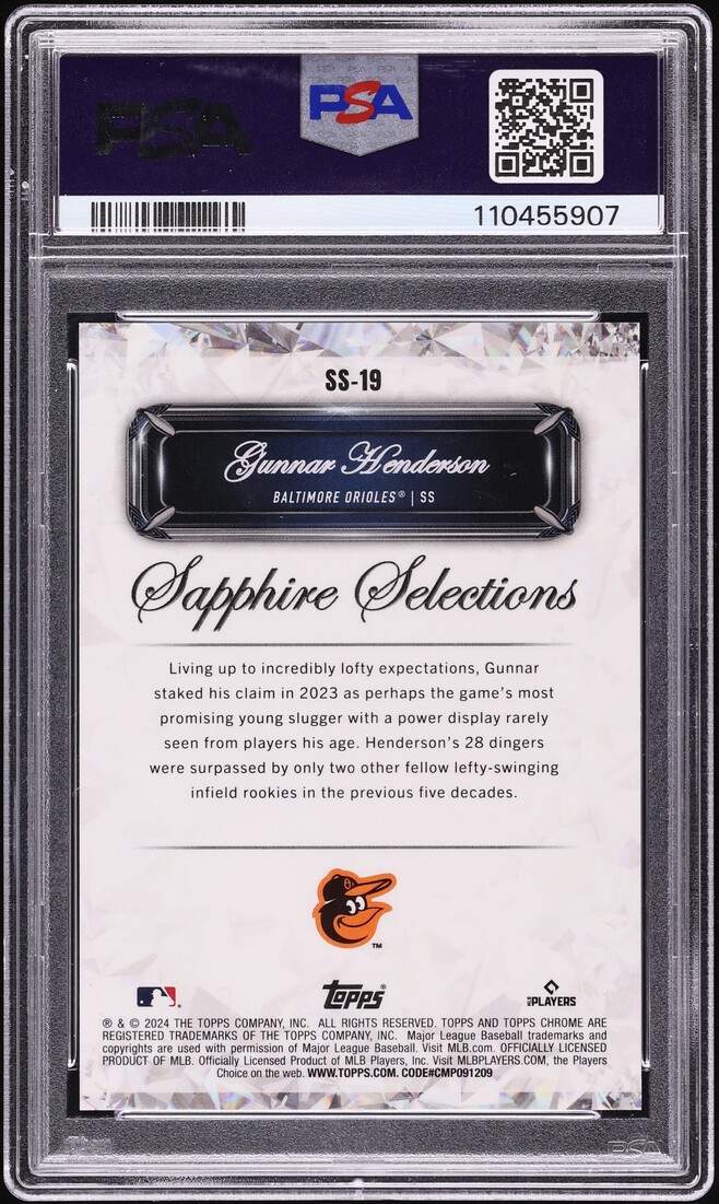 2024 Topps Chrome Sapphire Red Gunnar Henderson #SS19 PSA 10 GEM MINT