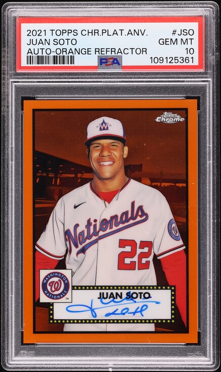 2021 Topps Chrome Platinum Anniversary Orange Ref Juan Soto AUTO