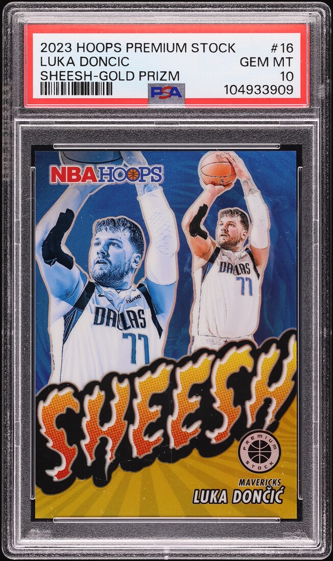 2023 Panini Hoops Premium Stock Sheesh Gold Prizm Luka Doncic /10 #16 PSA 10