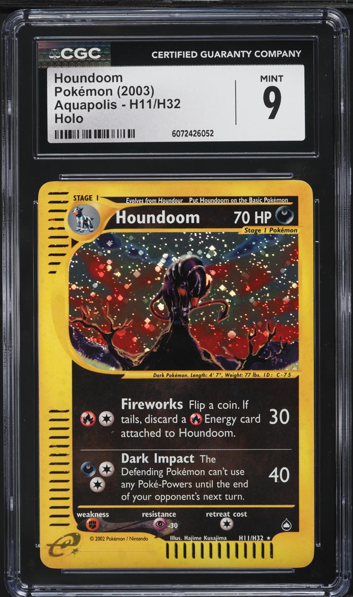 2003 Pokemon Aquapolis Holo Houndoom #H11 CGC 9 MINT